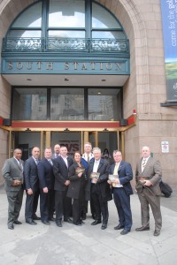 State Representative Nick Collins joined Local 589's Executive Board and transit advocates at a Transit Tuesday event this morning. The elected officials and Local 589 members leafleted riders at South Station from 7 - 9 AM encouraging passengers to call their Congresspeople and local legislators in support of funding and maintaining train, trolley, and bus services.