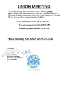 May 12 union meeting notice