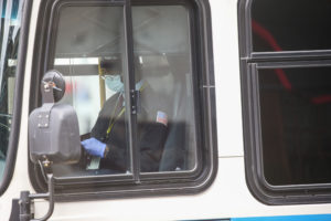MBTA bus driver wearing mask.
